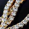 DZ 3mm-6mm Lente Gesp Iced Out Full Cubic Zirkoon 1 Rij Tennis Ketting Necklace Gold Silver Color Hip Hop Sieraden X0509