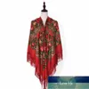 Ryska National Babushka 160 * 160cm Kvinnor National Scarf Shawl Lady Tassel Blommig Print Head Wraps Beach Travel Shawls Bandana