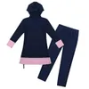 Girls Muslim Swimwears Long Sleeves Full Cover Conservative Hijab Burkini Swimsuit Tops + Pants Kids Modest Swimsuits One-Pieces