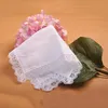 Hand-made Graffiti Pure Cotton Handkerchief White Lace Thin Handkerchiefs DIY Lace Heart-shaped Side Party Decoration Cloth Napkin WH0087