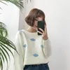 Gaganight Cloud刺繍甘いカワイイ女性のセーターファッション冬の女の子のプルオーバーOネックルースセーター韓国のジャンパーシック210519