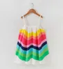 Rainbow Girl Dress Chiffon Sem Mangas férias Casual E es Baby Roupas 1-5Y E2 210610