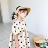 Yaz Kızlar Kısa Prenses Kids Polka Dot Takım Toddler Bebek Pamuk Giyim Puf Kılıf Kız Aline Elbise 210329