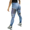 Leggings Push Up imprimés en jean pour femmes, jegging de Fitness déchiré en Denim, haute élasticité, séchage rapide, pantalon de sport Slim, tenue de Yoga