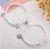 2 unids/set aleación pareja atracción magnética bola pulseras creativas corazón encanto pulsera amistad cuerda hombres y mujeres amante joyería regalo