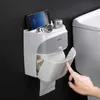 Vattentät dubbel toalettpapper hållare rack väggmontering bricka vävnad box rulle tube badrum lagring organisera 210720