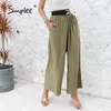 Effen kleur hoge taille wide been vrouwen losse casual zomer broek broek broek klassieke gegolfde zachte lange vrouwelijke bodems 210414