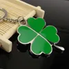 200pcs Party Favor Fashion Green Leaf Keychain Creative Beautiful Four Leaves Clover Metal Lucky Keyring Cute Portable Small Key Holder DHL