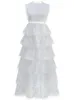 Кружевное многослойное платье с вышивкой для торта, женское длинное платье без рукавов для феи, белое платье подружки невесты, платье Mujer Robe Femme, повседневные платья6410808