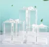 Cakes Box Clear Gift Wrap Transparent Big Cake Packing Boxes with Ribbon Birthday Boxes 4 Sizes