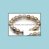 Bracelets perles, brins bijoux charmantes 9-10 mm Round Sea Mticolor Mticolor Pearl Bracelet 7,5-8 pouces S925 Sier Drop Livrot 2021 M7TXL