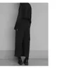 [EAM] Hoge elastische taille zwart korte geplooide lange broek losse pasvorm broek vrouwen mode lente herfst 1S430 211115