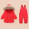 2021 Winter Down jumpsuit voor babyjongen meisje kleding kleding set overalls voor kinderen 2 stks set peuter sneeuwpijn 0-3 jaar h0909