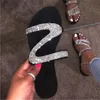 women slides sandals Slipper Summer Crystal Flat Sandal letter Z Sequins Band Slippers Open Toe Slide Ladies Fashion Beach Non-slip Shoes Big Size EU35-43 NO05