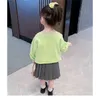 Gooporson Primavera Ropa para niños Moda coreana Niñas Camisa Big Bow Tie Sudadera Lindo Niño Niños Traje Otoño Traje 210715