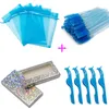 False Eyelashes 50pcs 4 In 1 Bulk Eyelash Packaging Bag Shining Glitter Color Pink Box With Brushes And Lash Tweezers