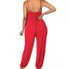 Women Solid Color Jumpsuit U-shaped Neck Spaghetti Strap Backless Loose Casual Romper Summer Playsuit Plus Size Women's Jump256Q