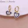 5 쌍, 디자인 패션 네온 에나멜 화려한 심장 매력 귀걸이 CZ Pave Hoops 매달려 보석