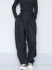 [EAM] Wysoka talia czarny krótkie plisowane długie szerokie spodnie nogi luźne dopasowanie spodnie moda wiosna jesień 1S399 211118