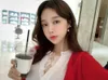 WOMENGAGA Corée Spring Summer Tops Sexy Slim Mesh Bouton de dentelle à manches longues T-shirt pour femmes Tshirt Sweet G88P 210603