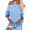 Spring Autumn Jumper Female O-neck Long Sleeve Off Shoulder Knitted Sweater Sale Casual Loose Sexy Hollow Out Sweaters Mujer 210604