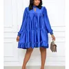 Femmes robe ample à manches longues élégant bureau dames chic grande taille été printemps surdimensionné Vestidos Robes rose bleu 210416