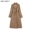 Wotwoy Argyle Long Algodão-acolchoado Parkas Mulheres Belted Grosso Quente Quente Jaqueta Casual Casual Casacos Sólidos Casacos Feminino Overcoat 211130