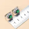 925 Colar de prata esterlina brincos de jóias para mulheres acessórios de moda verde zircão encanto bracelete e anel sets