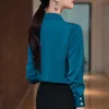 Professional Chiffon Shirt Women Autumn Fashion Temperament Stand Collar Streamer Blouses Office Ladies Casual Tops 210604
