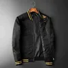 Lyx broderiery Jacquard Jacket Män 5XL Höst Gold Broderi Print Jaqueta Masculina Slim Fit Bomber 211110