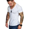 Casual fitness t-shirt mens ocasional v-pescoço de manga curta tshirt esportes fino ajuste camiseta masculino bodybuilding treino roupas de verão