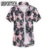 Men Beach Shirt Summer Short Sleeve Palm Tree Printed Hawaiian Beach Shirts Mens Holiday Vacation Clothing Chemise XS-5XL 210628