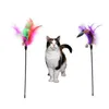 Envío 24 horas!! Chirstmas Cat Toys Kitten Pet Teaser 38cm Pavo Feather Interactive Stick Toy con Bell Wire Chaser Wand gyq