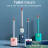 Household Sundries Toilet Brush Holder Set Silicone Soft Bristles Long Handle Bathroom Cleaning Bowl Kit With Base Accessories Sets