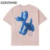 Magliette Camicie Streetwear 3D Balloon Dog Stampa Cotone Magliette Uomo Hip Hop Harajuku T-Shirt manica corta Casual Allentato Top 210602