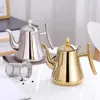 1 / 1.5L سميكة الفولاذ المقاوم للصدأ إبريق الشاي وعاء الفضة الذهبي مع infuser القهوة التعريفي طباخ غلاية المياه 210621