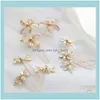 Jewelryfreshwater Pearls Jewelry Bridal Pins Clips Gold Leaf Wedding Headpiece Handmade Women Hair Piece Ornament Drop Delivery 2021 Uznxv