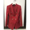 ALTA QUALITÀ Stilista Blazer Donna Manica lunga Doppiopetto Bottoni in metallo Scialle Col Giacca esterna 210930