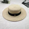 Dames été Fedora chapeau petite abeille chapeaux de paille européen et américain rétro or tressé casquette femme parasol plat plage casquettes5381049