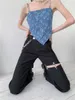 분리 가능한 디자이너 펑키 블랙 바지 여름 높은 허리 긴 바지 바지 여성 패션 Y2K 의류 210427