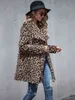 Spessa donna invernale casual elegante giacca di pelliccia sintetica leopardata cardigan caldo femminile cappotti di peluche felpa capispalla soprabito 210928