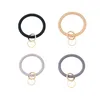 Ny design Keychain Wristlet Large Circle Silikon Nyckelring Armband Sequins Bangle KeyRing PU Läder Bracelet Keys Ring