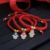 New Hanmade Fatima Hand Evil blue Eye Pendants Woven Red String Bracelet For Women Fashion Lucky Gold Plated Beads Bracelet GC257