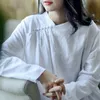 女性のためのジョニー教の中国風のドレスのためのソリッドカラー斜めの襟リネン長袖ローブ春ヴィンテージの女性ドレス210521