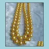 Beaded Neckor Pendants Jewelry 9-10mm Golden Natural Pearl Necklace 35 tum Womens Gift Bridal Drop Delivery 2021 Roav3