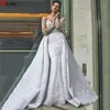 2022 élégant robe de mariée en dentelle pleine dentelle avec un train détachable de l'épaule perlée robe de mariée appliquée personnalisée robe de mariée 9x1