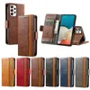 Business Magnetic Leather Wallet Fodral Deluxe Flip Cover Card Slot för Samsung S21 Fe S22 plus Ultra A13 A33 A53 A73 A03 CORE A03S A02S A12 A22 A32 A42 A52 A72 A82 A02