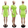 ZKYZWX Kadınlar Için Yaz Kıyafetleri Iki Parçalı Set Kısa Kollu Kırpma Üst Bisikletçinin Şort Eşofman Eşleştirme Setleri Seksi Gece Clubwear X0709