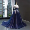 プリンセスゴージャスAラインイブニングドレス3Dフローラルアップリケビーズ恋人Prom Pageant Gown Robe de Mariee Sweep列車は正式なパーティーガウンをカスタマイズします