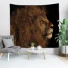 Kilected Cartoon Lion Tapestry Vägg Hängande Polyester Tunn Animal Print Living Room Bedroom Background Blanket 220301